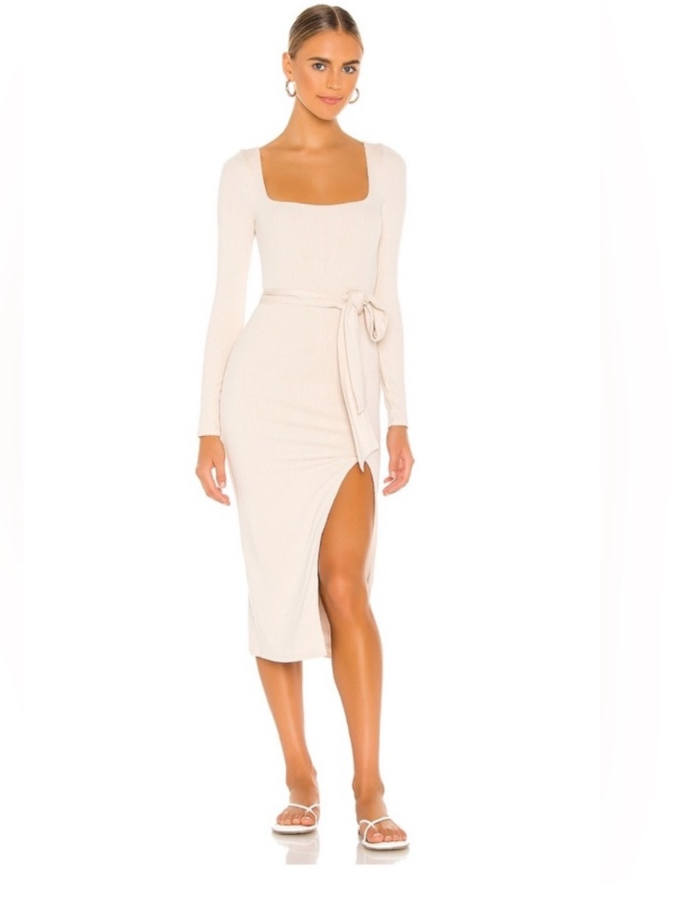 Lovers And Friends Phoenix Ribbed Long Sleeve Midi Dress Size Small